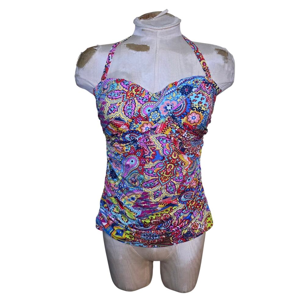 Bleu Rod Beattie Womens Twist Front geometric Tankini Swim Top Size 12 Floral